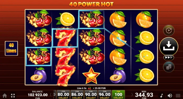 40 Power Hot Coin Boost base game win
